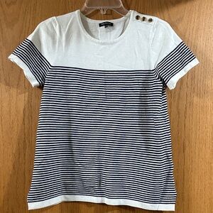 Pink Clover Cream and Navy Striped Sweater